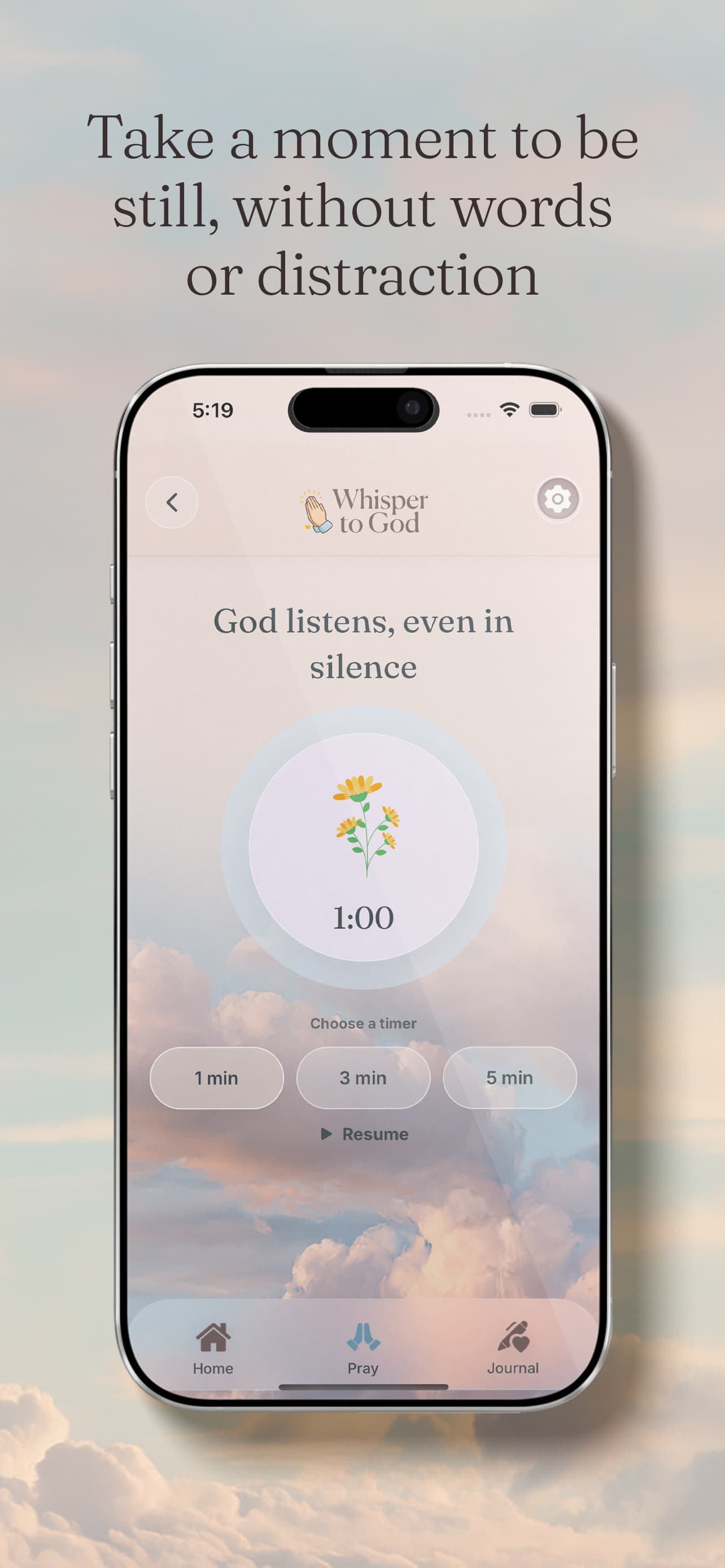 Whisper to God silent prayer timer
